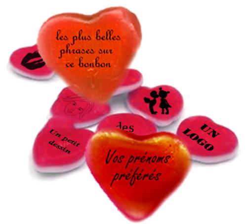 bonbons coeur rouge imprimés-presquile-compagny