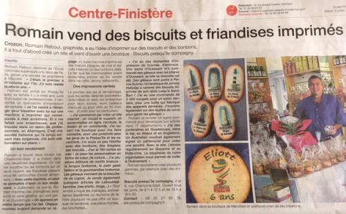 Article de presse impression sur biscuits. presquile-compagny.fr