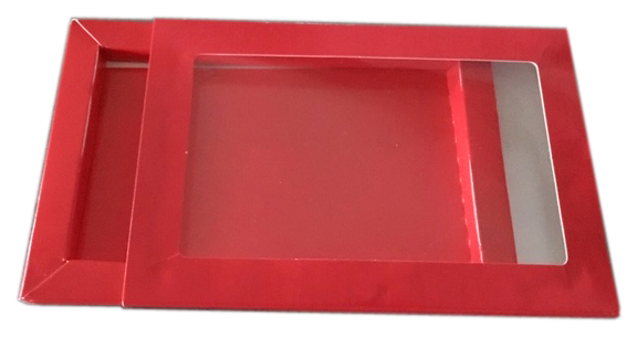 Boîte à bûche Imprimée Rouge avec fenêtre 6x6x12 de Vincent