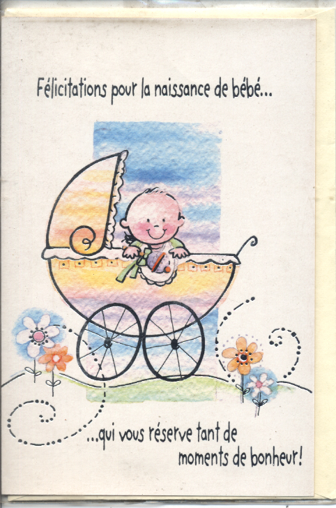Carte naissance bébé Bienvenue, carte félicitation naissance à  personnaliser avec enveloppe. Carte faire-part naissance.